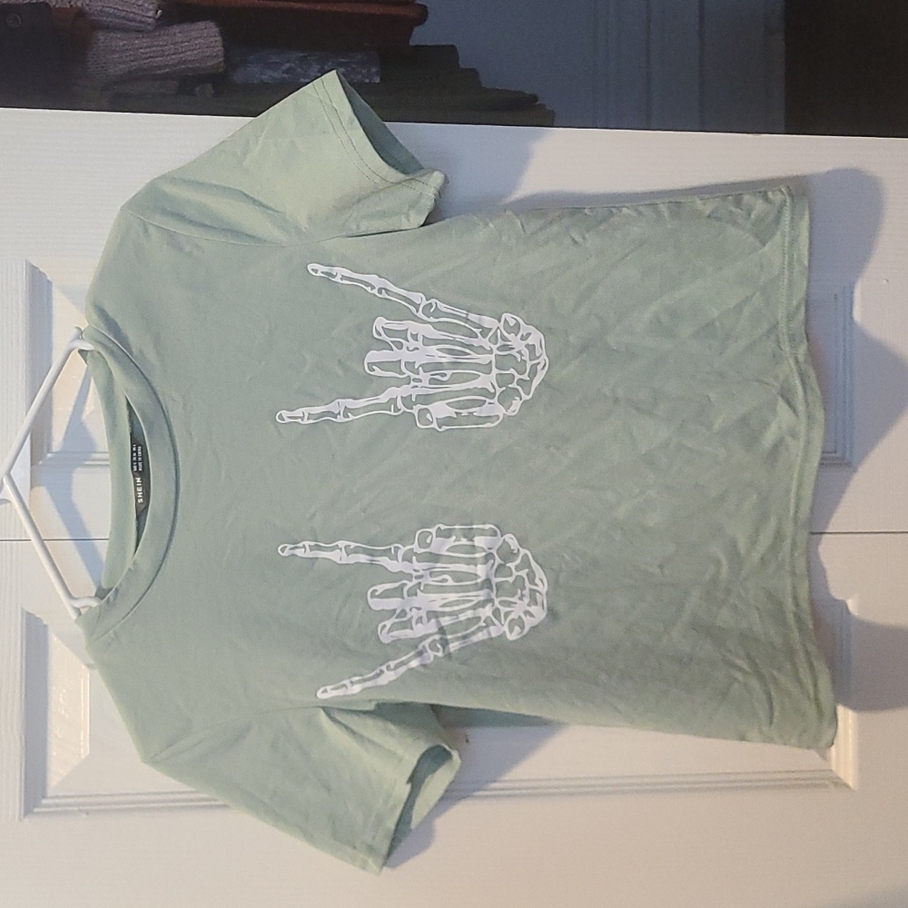 Skeleton hand crop top